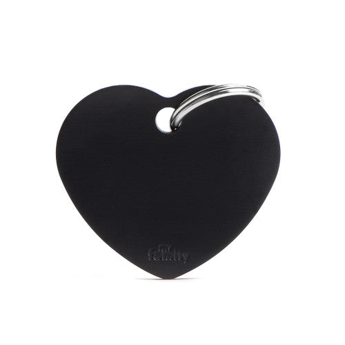 My Family Big Aluminium Black Heart Pet ID