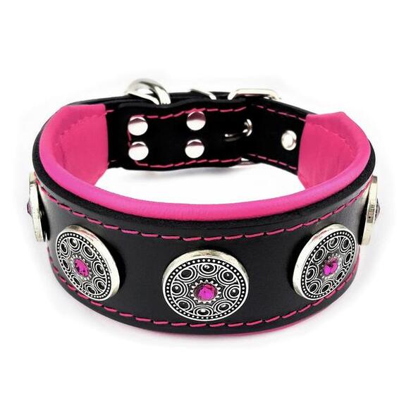 Bestia The Bijou Dog Collar - Black and Pink