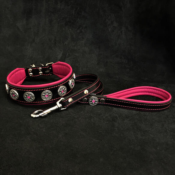 Bestia The Bijou Dog Collar - Black and Pink