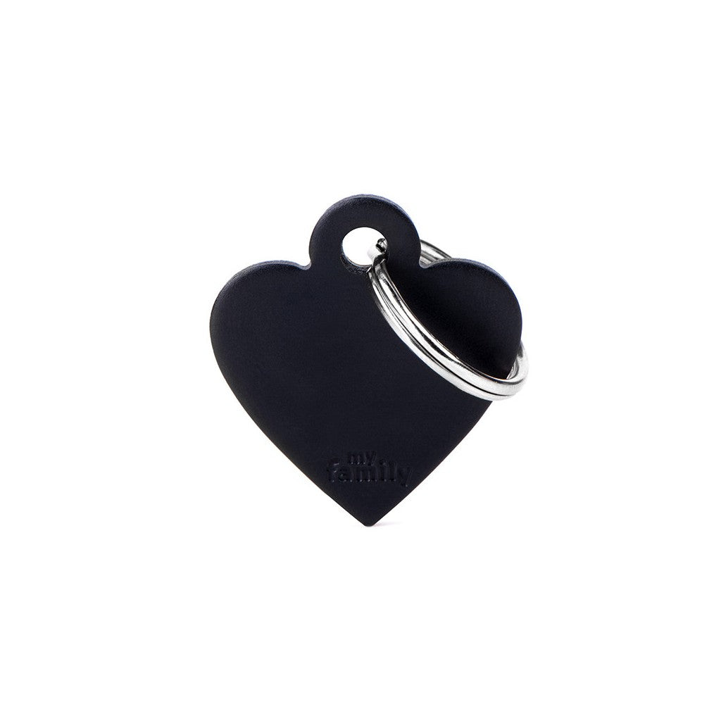 My Family Small Aluminium Black Heart Pet ID