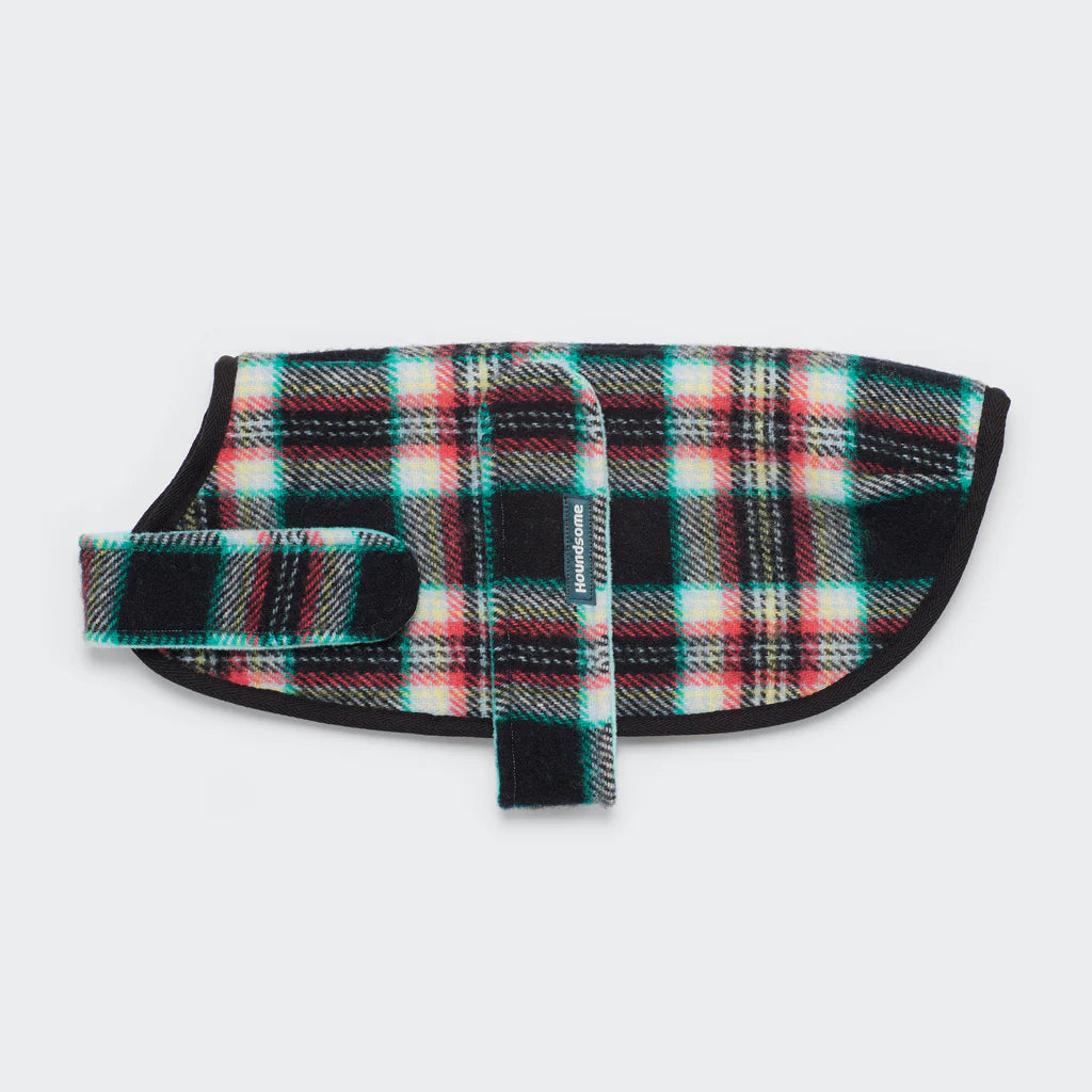 Dog Coat Pure Marino Wool Black Cockatoo Teal