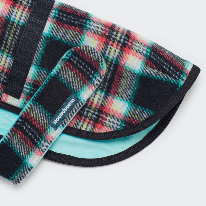 Dog Coat Pure Marino Wool Black Cockatoo Teal