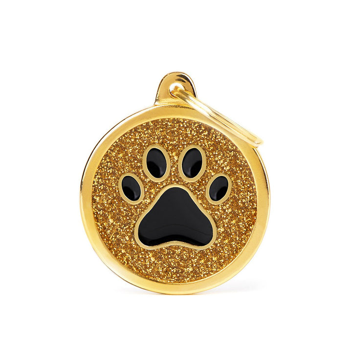 My Family Shine Gold Circle With Black Paw