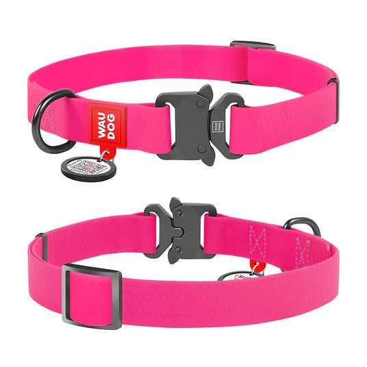 Waudog Waterproof Collar with QR Passport - Pink