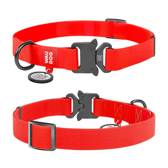 Waudog Waterproof Collar with QR Passport - Red