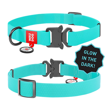 Waudog Waterproof Collar with QR Passport - Menthol Glow in the Dark