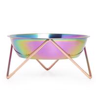 Elevated Meow Luxe Iridescent Cat Bowl With Copper Stand - Bendo