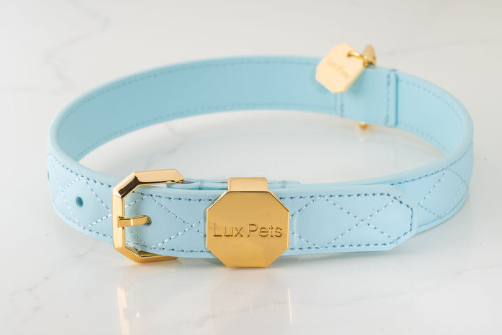 Leather Dog Collar - Blue