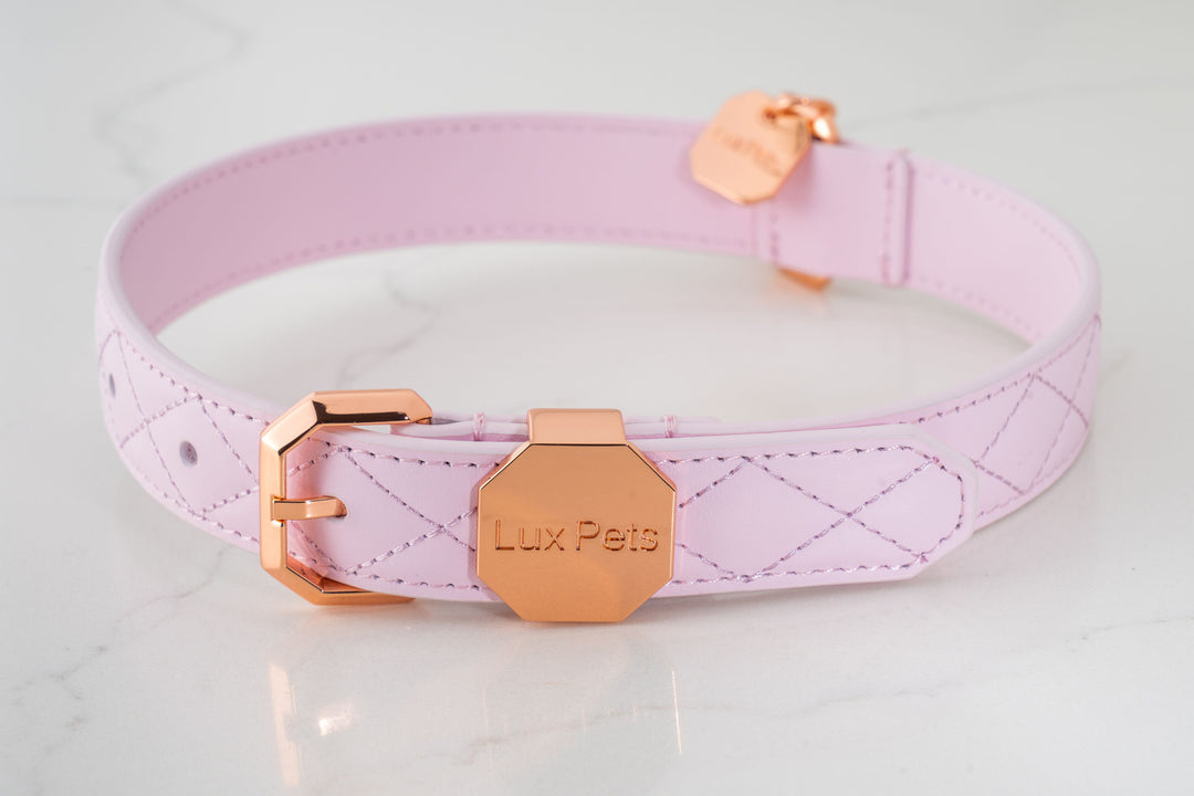 Leather Dog Collar - Pink