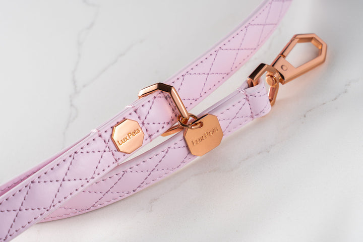 Leather Dog Leash - Pink