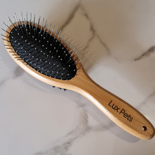 NATURAL BAMBOO TWO-SIDED DOG & CAT BRUSH - Lux Pets