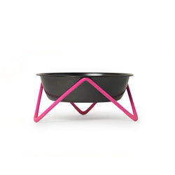 Bendo Meow Cat Black Bowl with Pink Stand