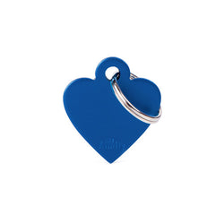 My Family Small Aluminium Blue Heart Pet ID