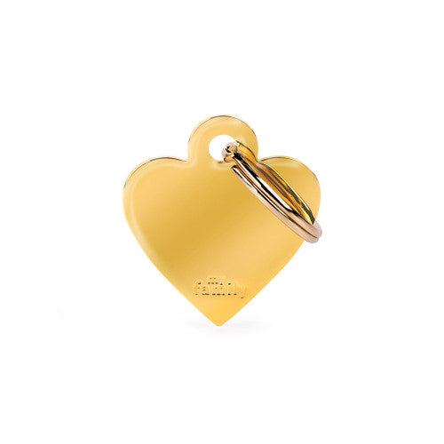 My Family Small Aluminium Gold Brass Heart Pet ID