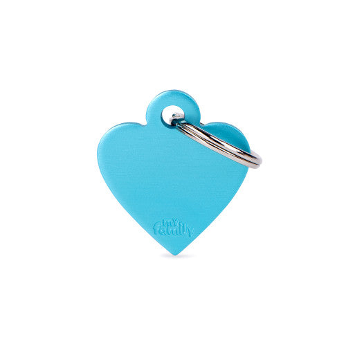My Family Small Aluminium Light Blue Heart Pet ID