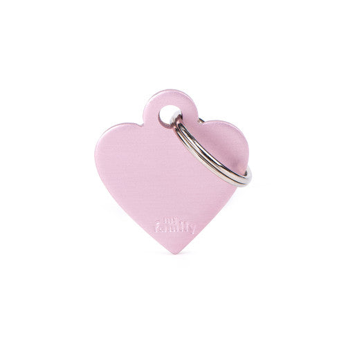 My Family Small Aluminium Pink Heart Pet ID