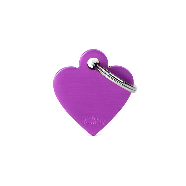 My Family Small Aluminium Purple Heart Pet ID