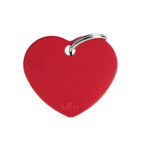 My Family Big Aluminium Red Heart Pet ID
