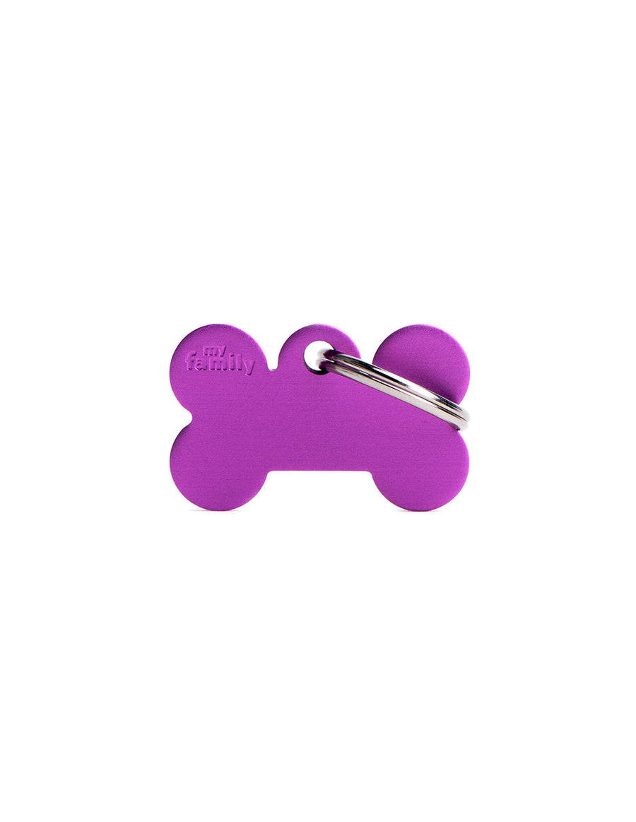 My Family Small Aluminium Purple Bone Pet ID Lux Pets