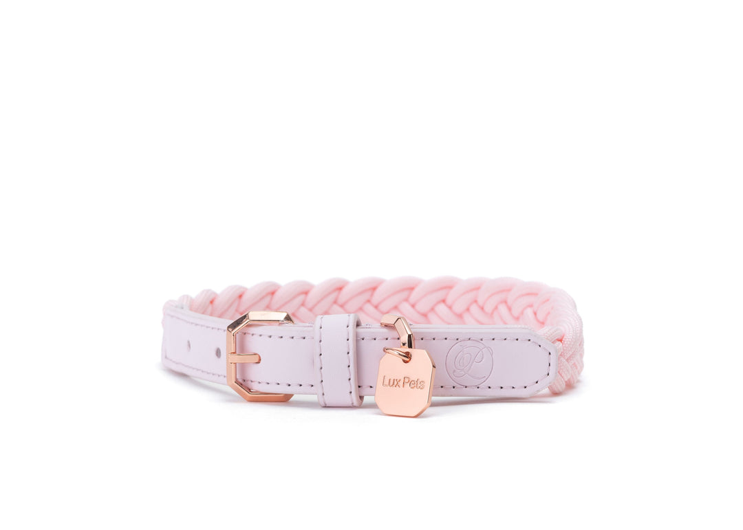 BRAIDED DOG COLLAR - PINK