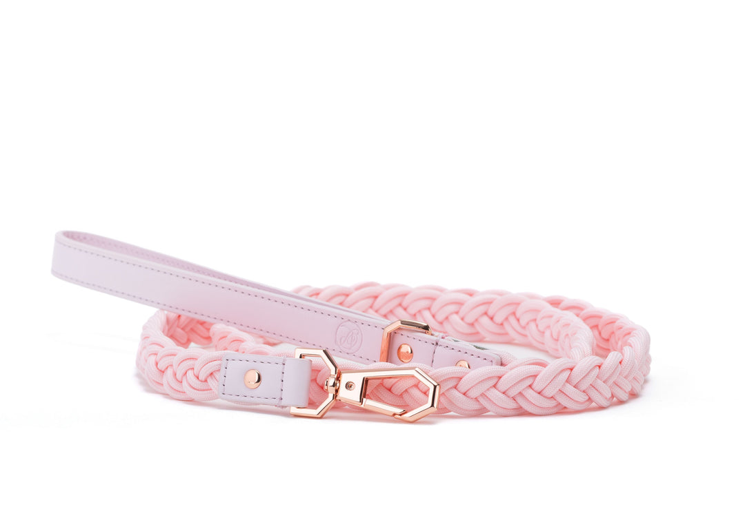 BRAIDED DOG LEASH - PINK