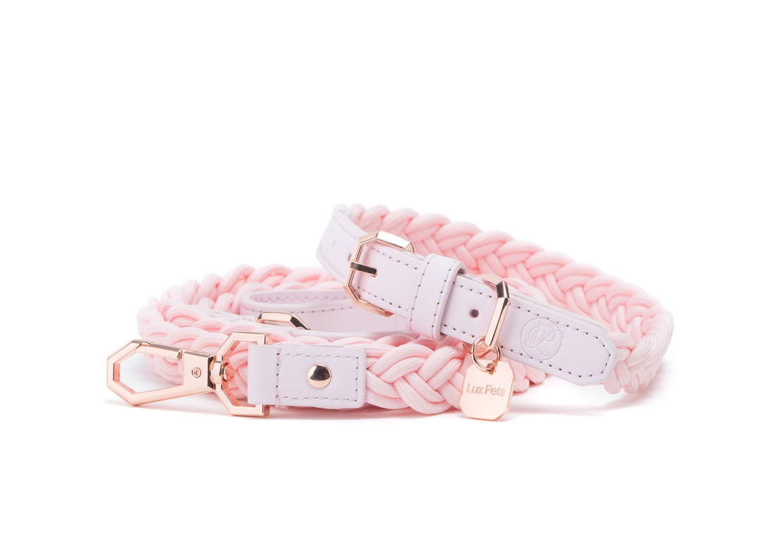 BRAIDED DOG COLLAR - PINK