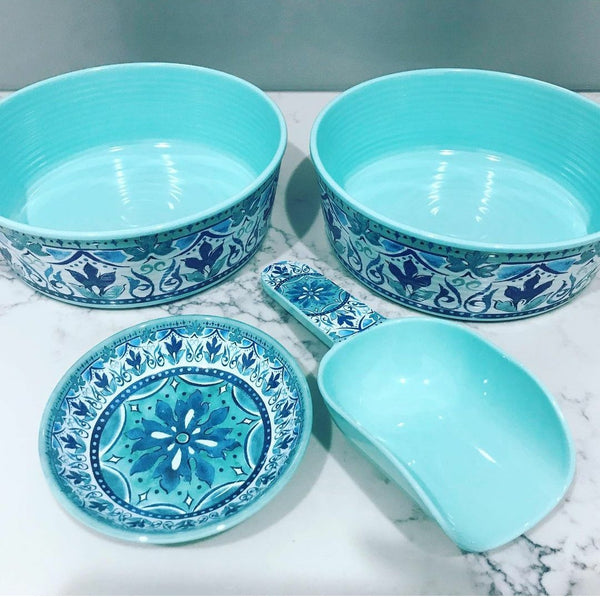 Barkley And Bella Fresco Dog Bowl Large - Aqua