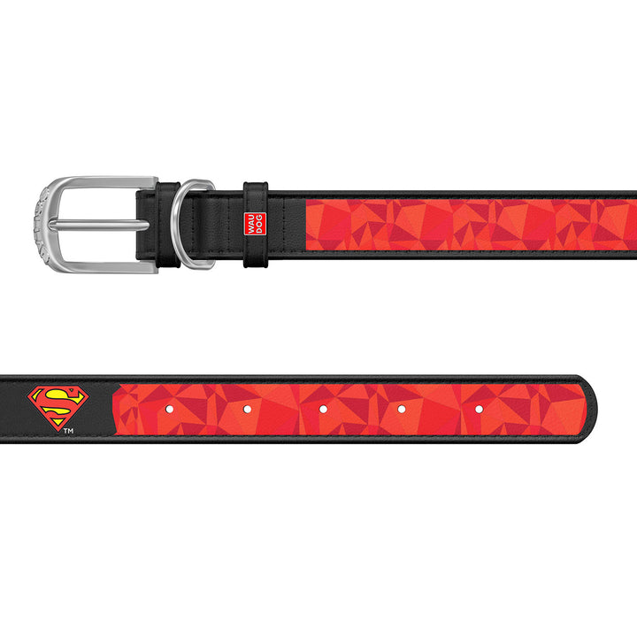 WauDog DC Comic Superman Leather Collar and free Smart ID Tag