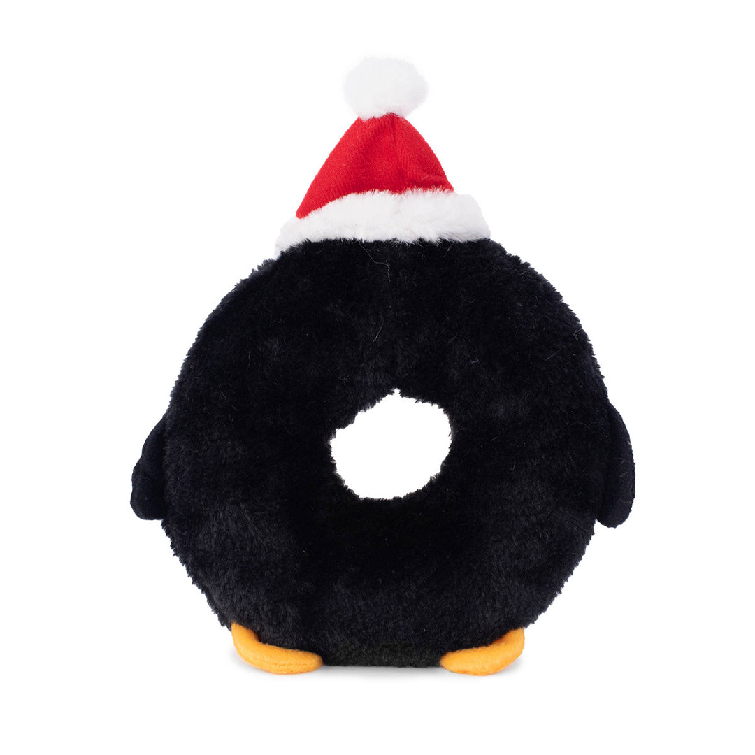 Zippy Paws Christmas Holiday Donutz Buddies Squeaker Dog Toy Penquin