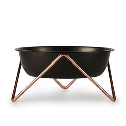 ELEVATED WOOF LUXE BLACK DOG BOWL WITH GOLD STAND - BENDO