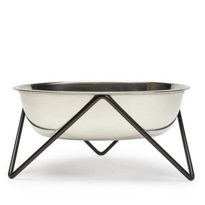 Elevated Woof Luxe Staineless Steel Dog Bowl With Black Stand - Bendo