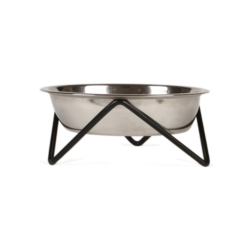 Elevated Woof Luxe Staineless Steel Dog Bowl With Black Stand - Bendo