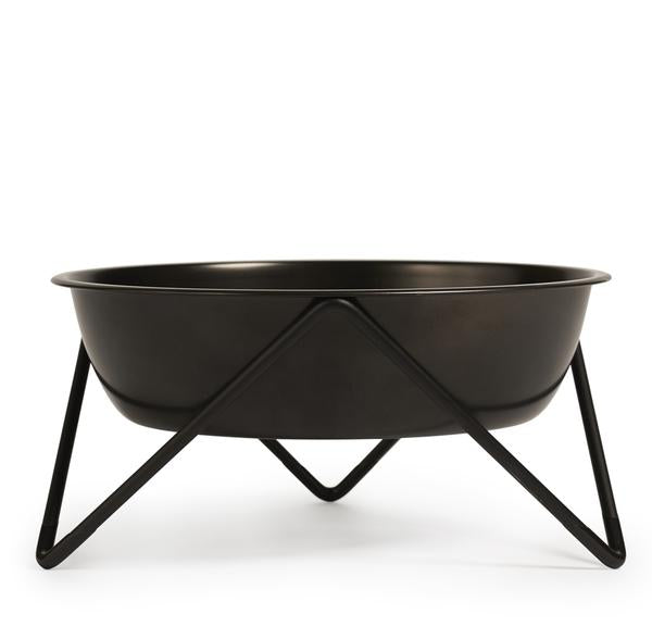 ELEVATED WOOF LUXE BLACK ON BLACK DOG BOWL WITH BLACK STAND - BENDO