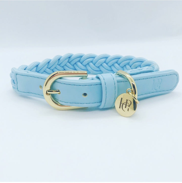 PLAITED DOG COLLAR - CLOUD BLUE