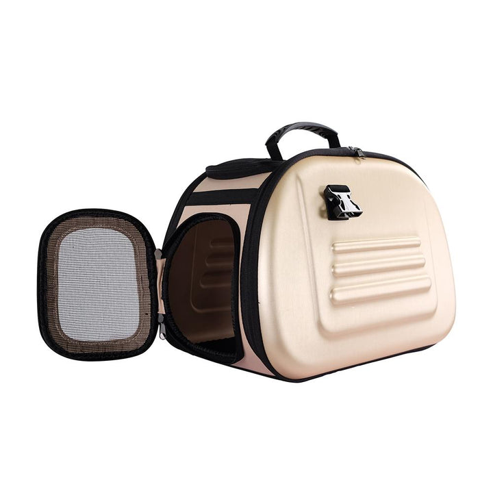 CLASSIC EVA TRANSPARENT PET TRANSPORTER, FOLDABLE PET CARRIER -  BEIGE