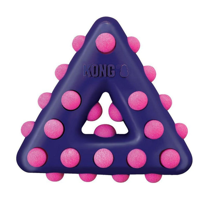 Kong Dotz Triangle - Textured Triangle Shaped Rubber Squeaker Dog Toy - Large