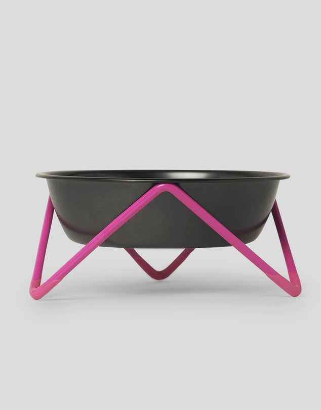 Bendo Meow Cat Black Bowl with Pink Stand