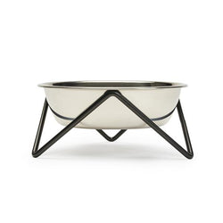 ELEVATED MEOW LUXE STAINLESS STEEL CAT BOWL WITH BLACK STAND - BENDO