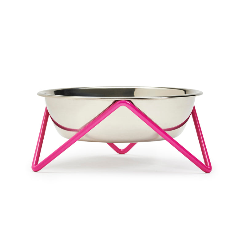 Bendo Meow Pop Cat Chrome Bowl with Pink Stand