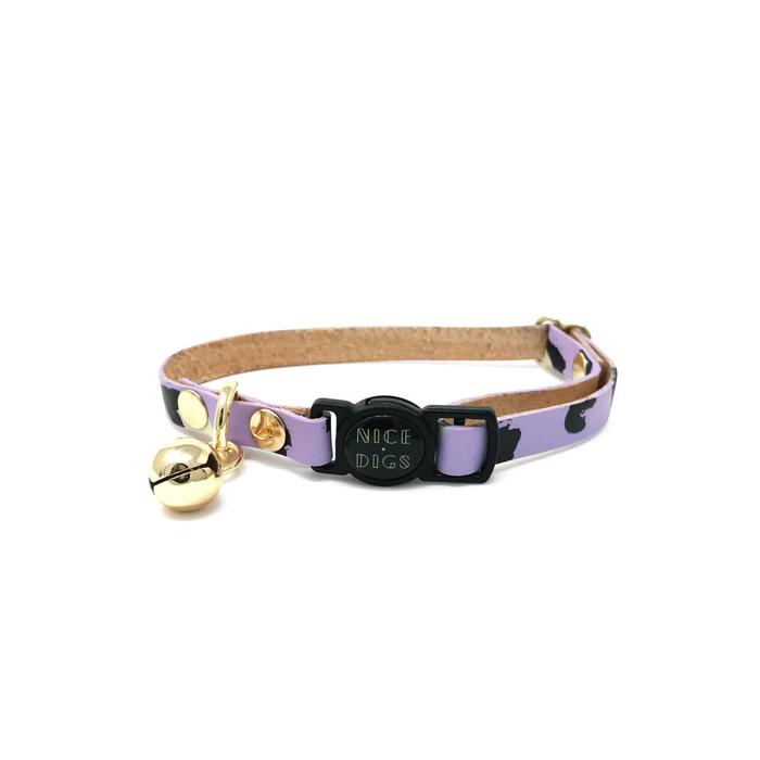 Animal Leather Cat Collar - Lilac - Nice Digs