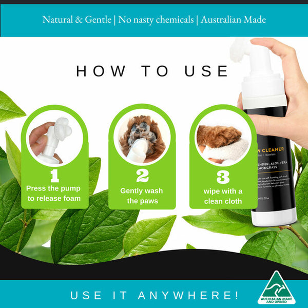 Essential Dog  Rinse Free Natural Paw Cleaner - Aloe, Lemongrass & Lavender