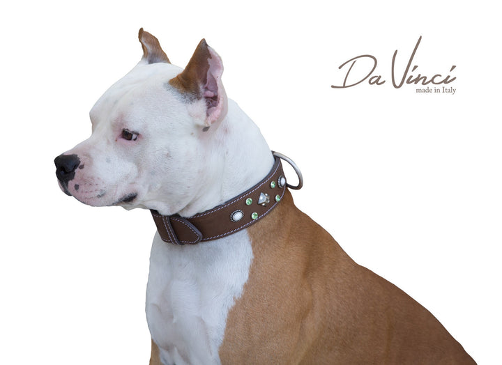 MADDALENA  LEATHER DOG COLLAR - BROWN