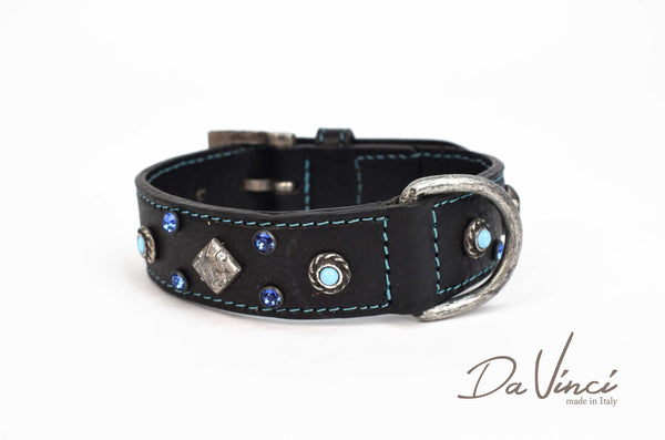 MADDALENA  LEATHER DOG COLLAR - BLACK