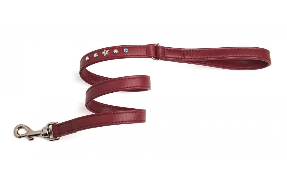 Da Vinci Leather Dog Leash The Caterina - Black, Grey and Bordeaux